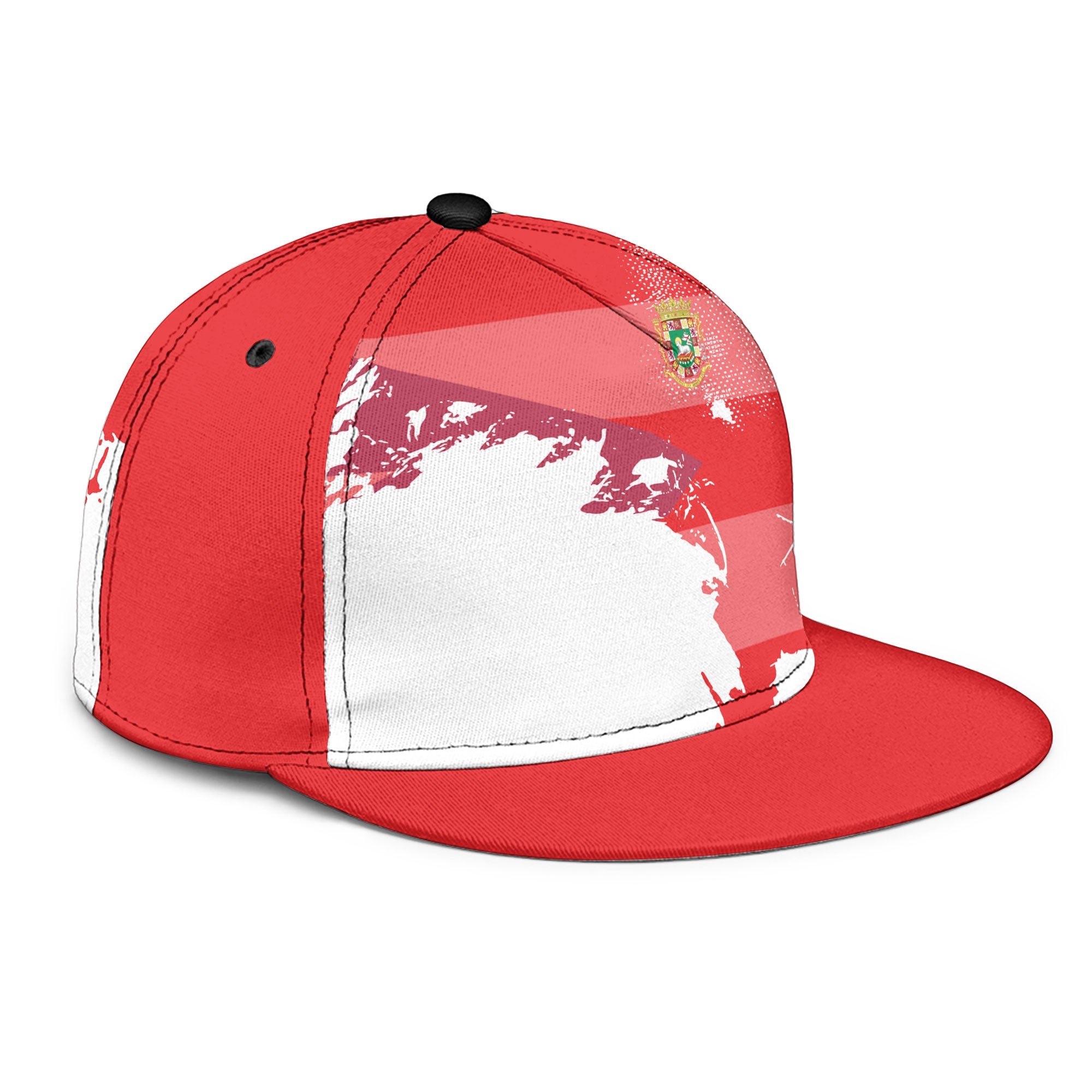 Puerto Rico Snapback Hat Flag & Coat Of Arms Paint Style