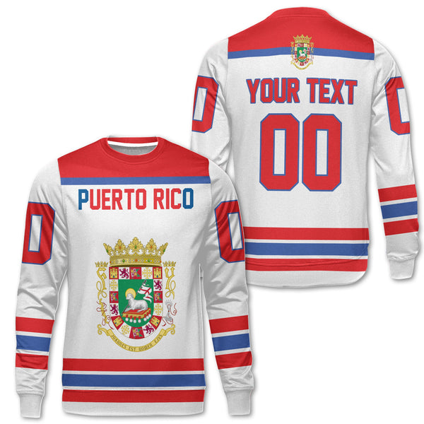 Puerto Rico Sweatshirt Flag & Coat Of Arms Hockey Style