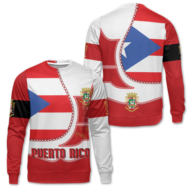 Puerto Rico Sweatshirt Flag & Coat Of Arms Leather Style