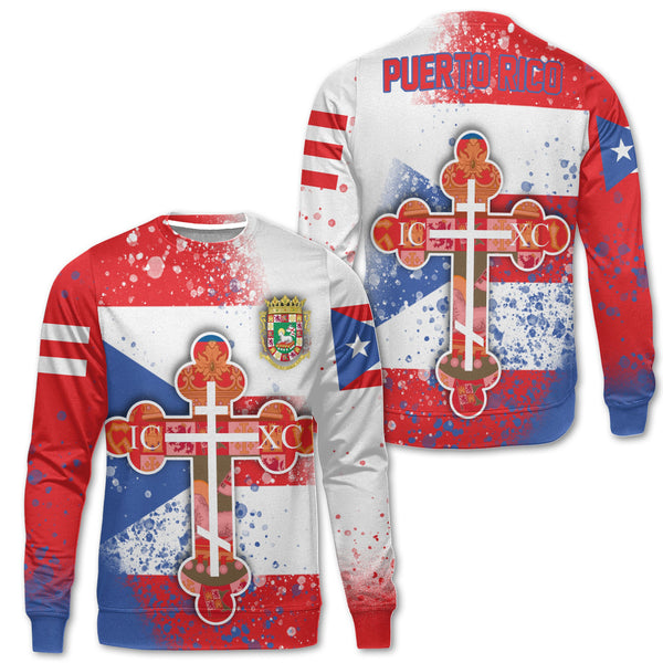 Puerto Rico Sweatshirt Flag & Coat Of Arms Orthodox Style