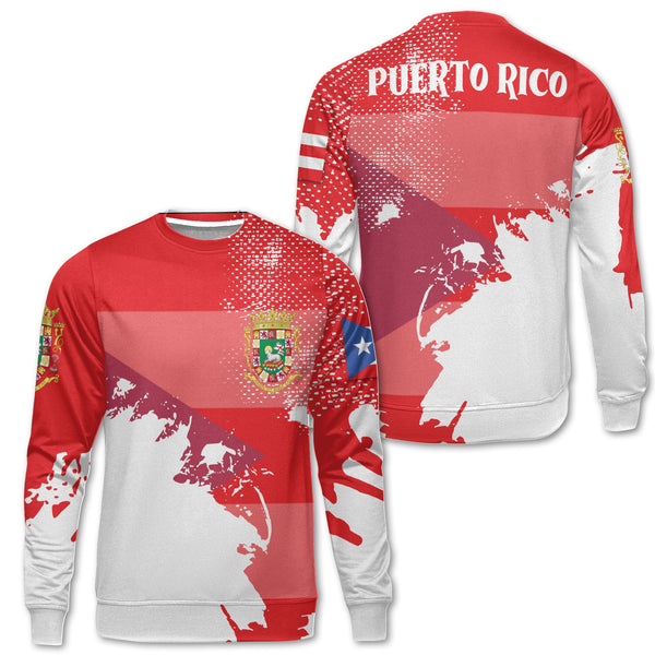 Puerto Rico Sweatshirt Flag & Coat Of Arms Paint Style