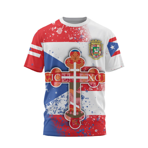 Puerto Rico T Shirt Flag & Coat Of Arms Orthodox Style