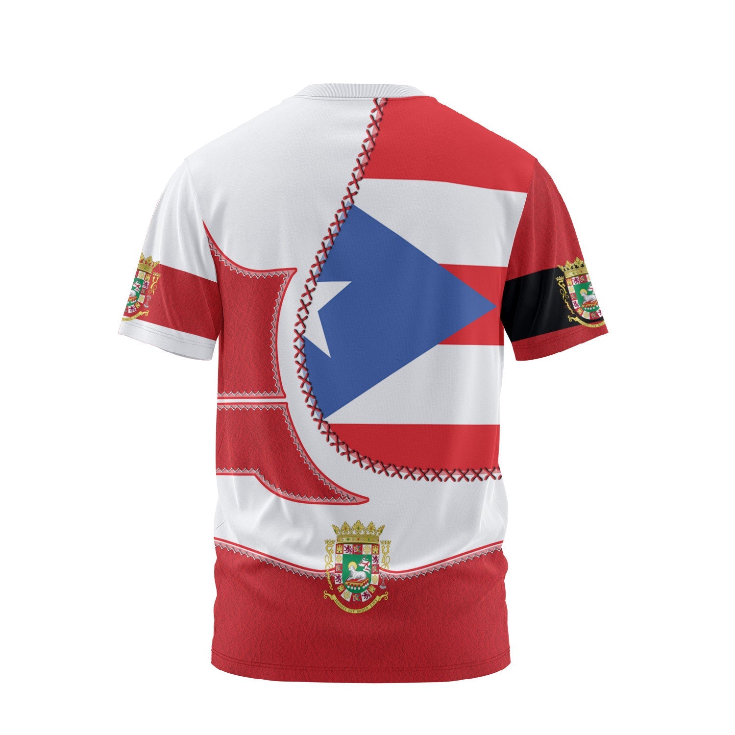 Puerto Rico T Shirt Flag & Coat Of Arms Leather Style