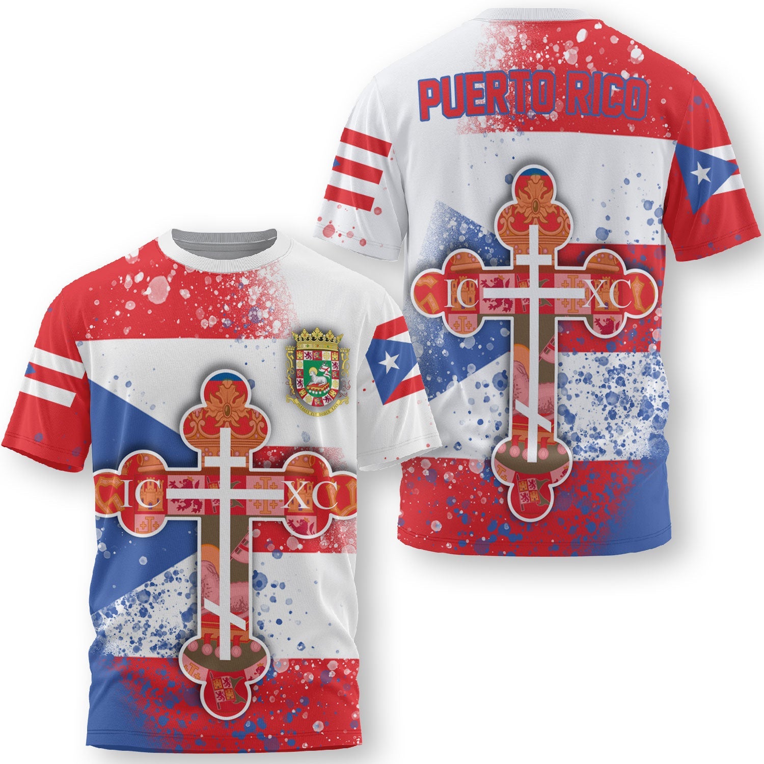 Puerto Rico T Shirt Flag & Coat Of Arms Orthodox Style