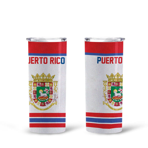 Puerto Rico Tall Glitter Tumbler Flag & Coat Of Arms Hockey Style