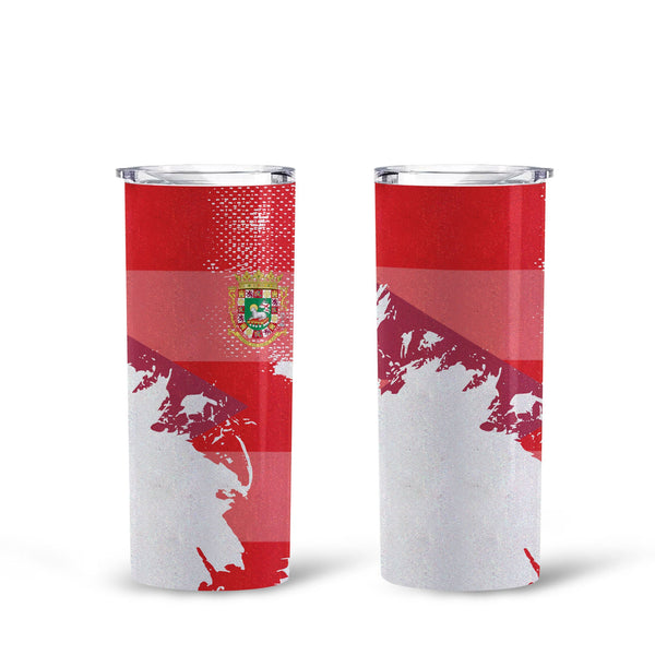 Puerto Rico Tall Glitter Tumbler Flag & Coat Of Arms Paint Style