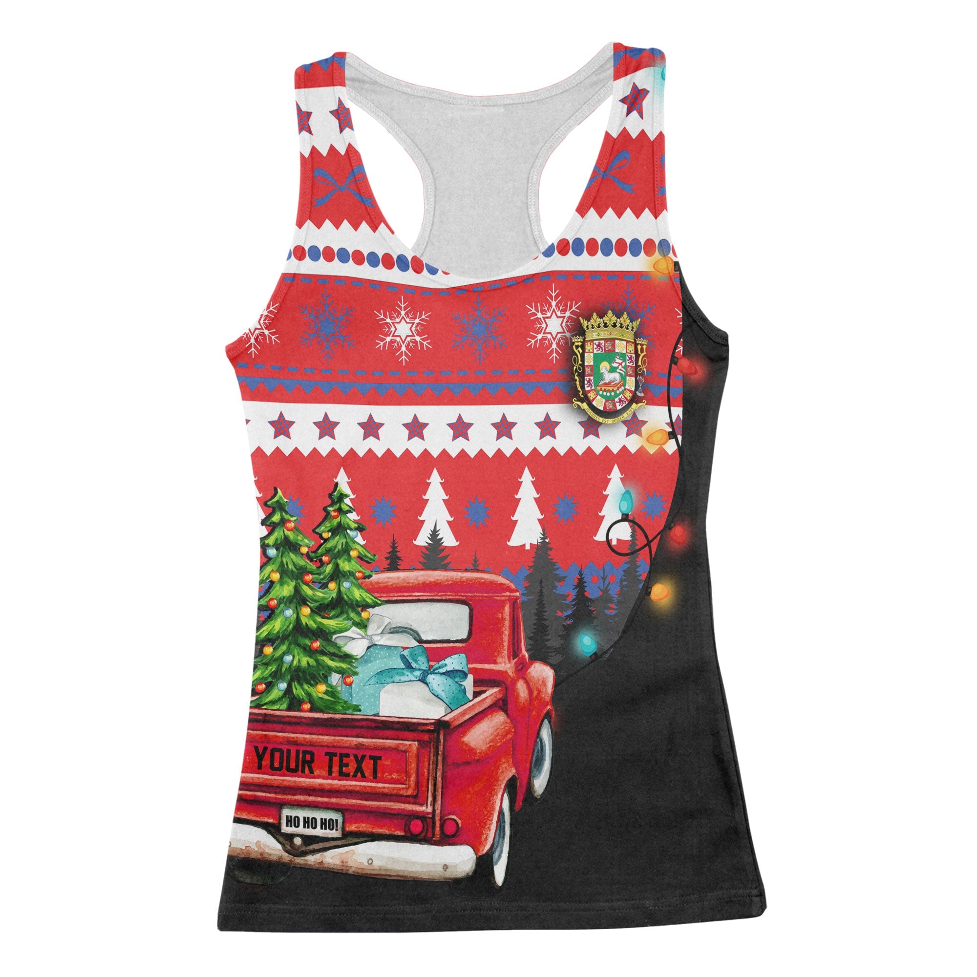 Puerto Rico Women Tank Top Coat Of Arms Christmas Style