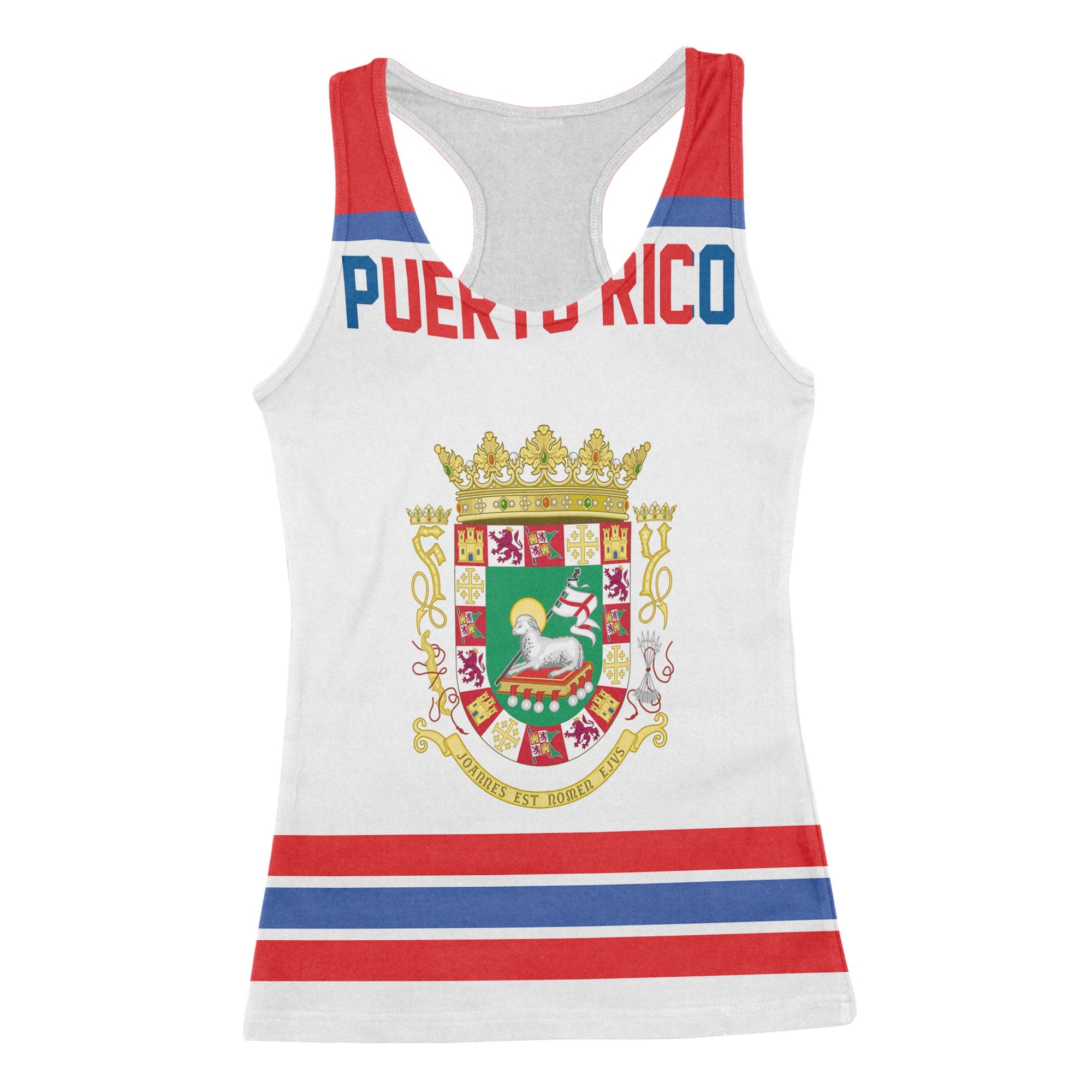 Puerto Rico Women Tank Top Flag & Coat Of Arms Hockey Style