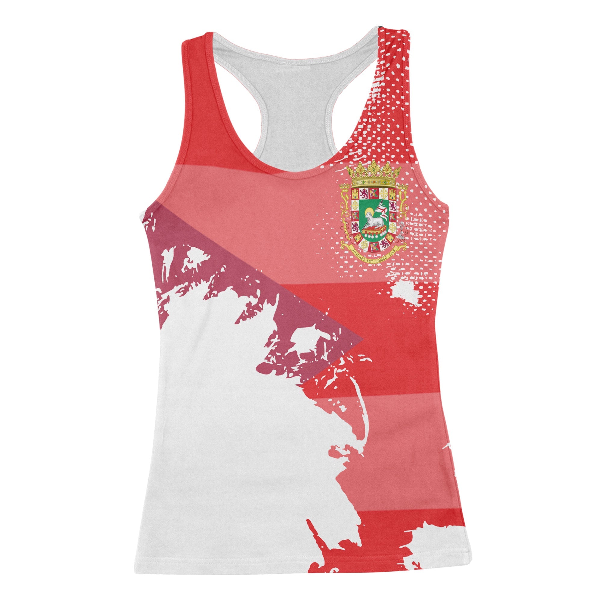 Puerto Rico Women Tank Top Flag & Coat Of Arms Paint Style