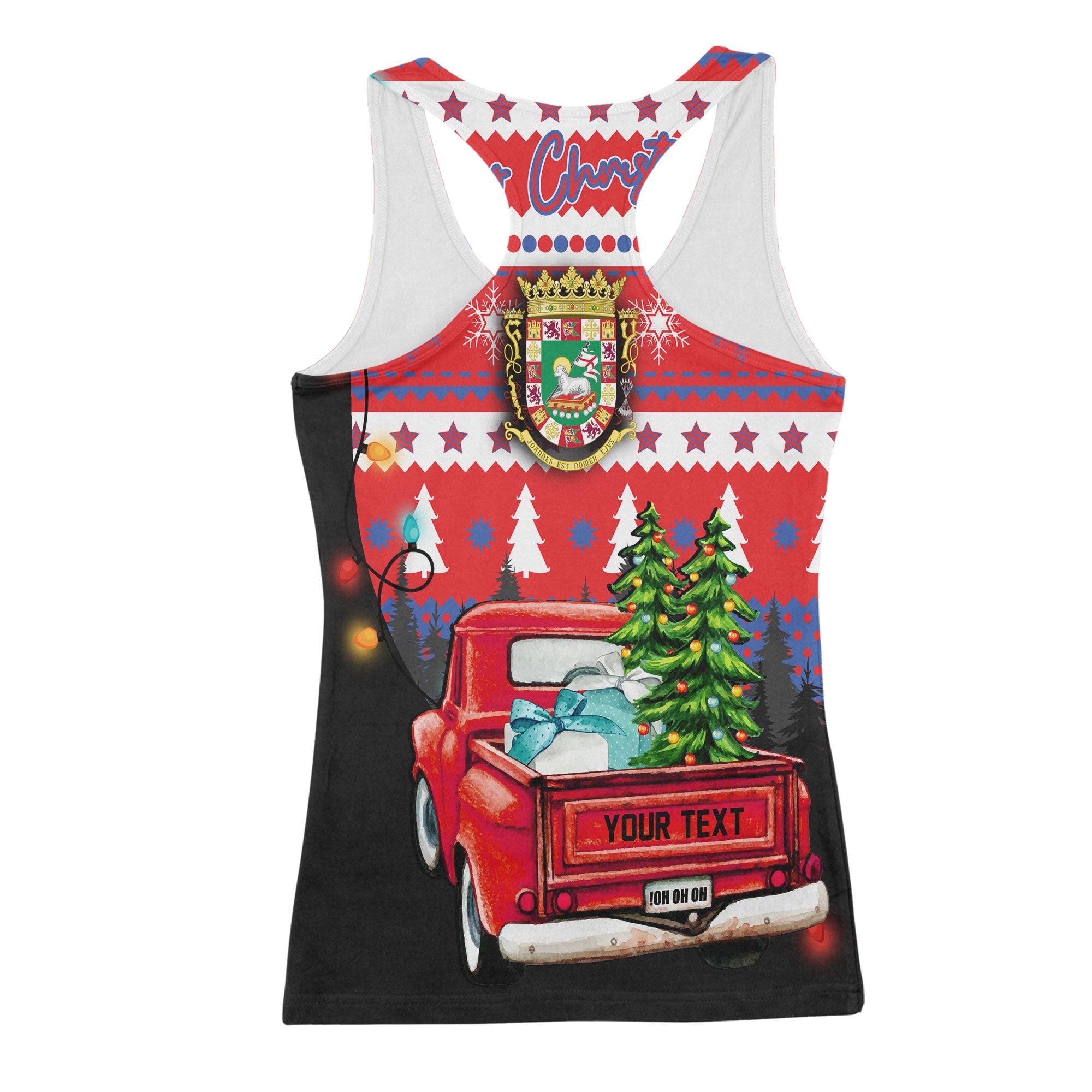 Puerto Rico Women Tank Top Coat Of Arms Christmas Style