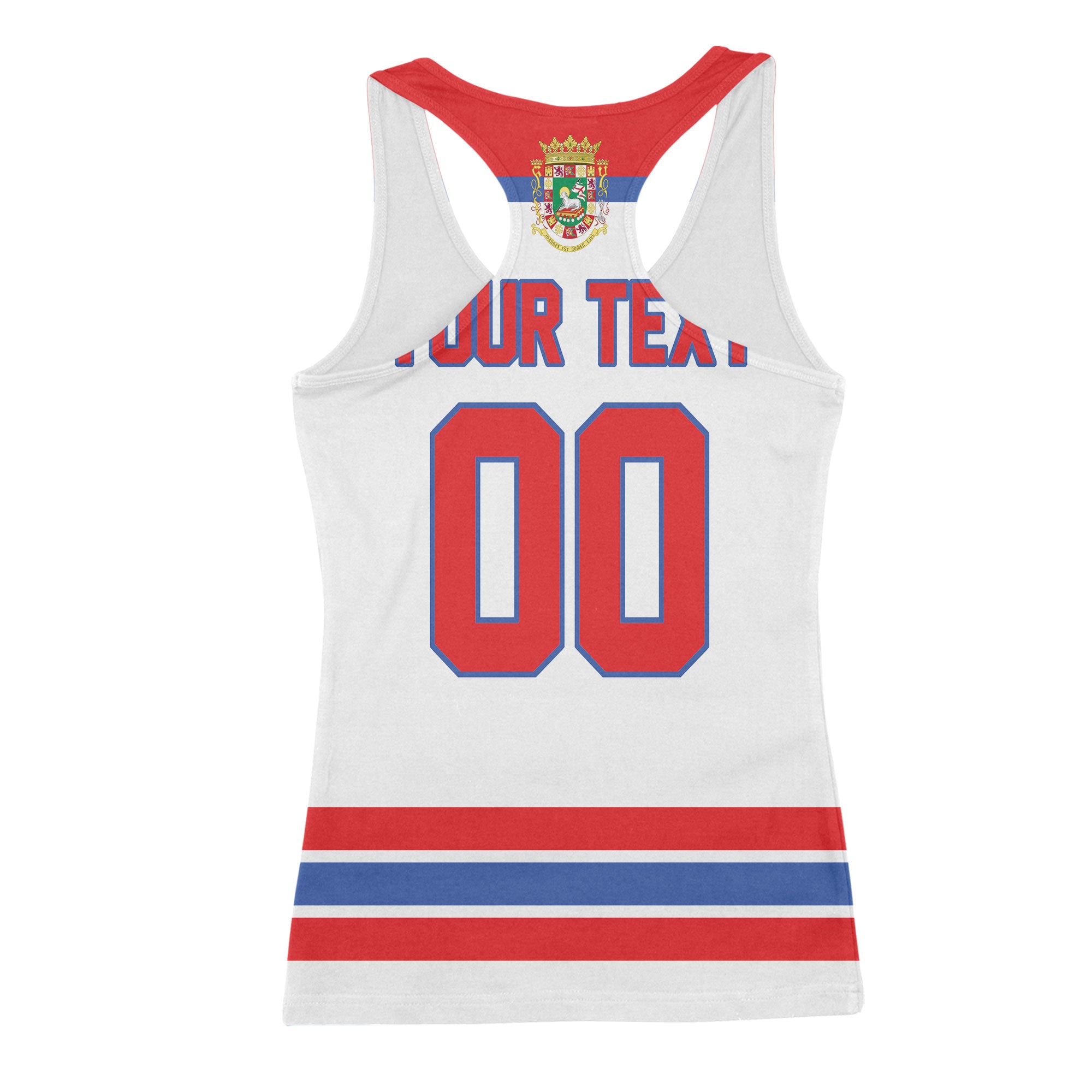 Puerto Rico Women Tank Top Flag & Coat Of Arms Hockey Style