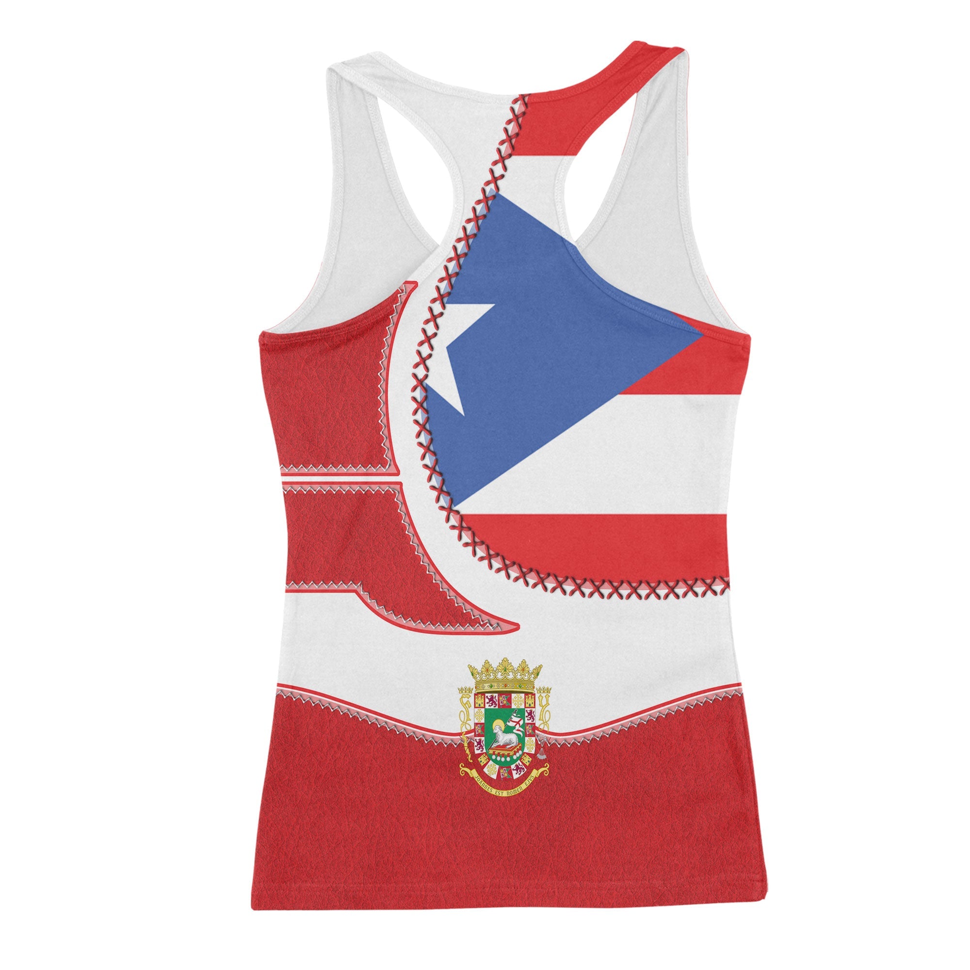 Puerto Rico Women Tank Top Flag & Coat Of Arms Leather Style