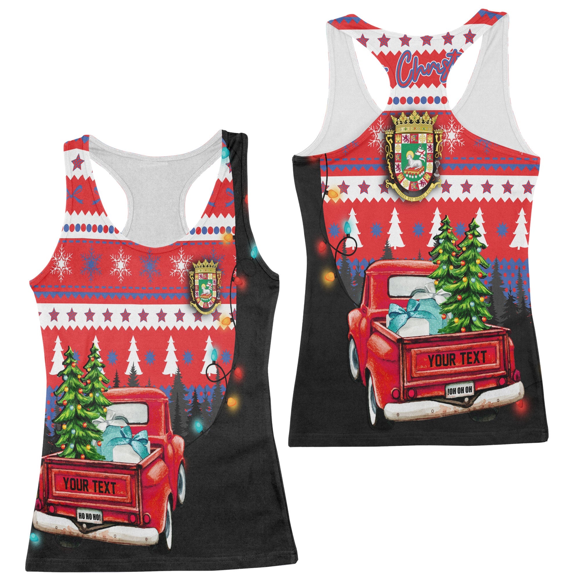 Puerto Rico Women Tank Top Coat Of Arms Christmas Style