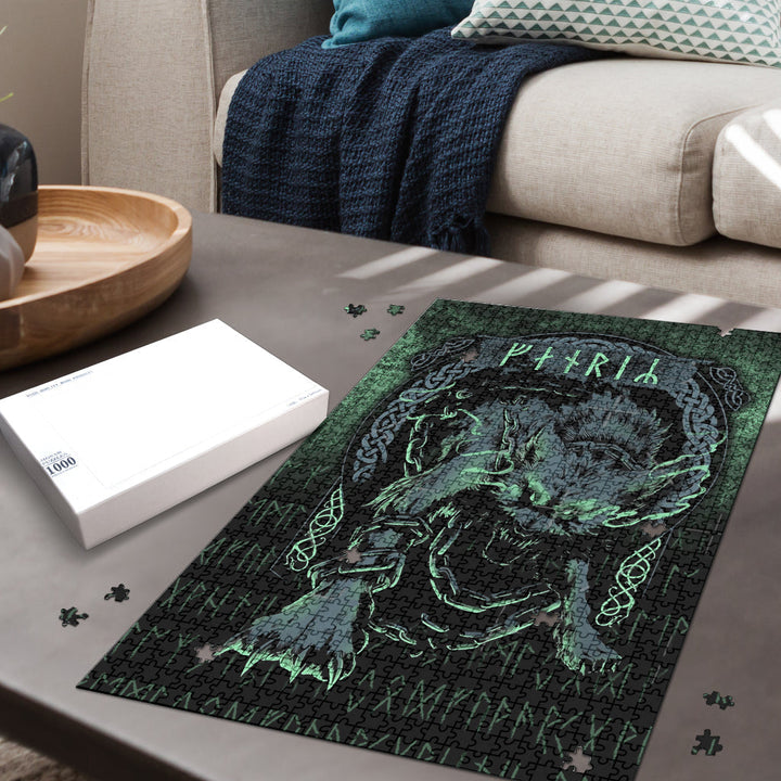 Viking Wood Jigsaw Puzzle Fenrir Wolf Norse Futhark Runes Viking Mytho ...