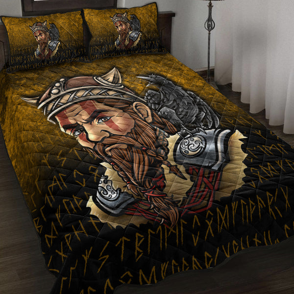 Viking Quilt Bedding Set Viking Warrior Odin Valhalla Raven