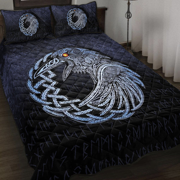 Viking Quilt Bedding Set Viking Raven Special Blue Version