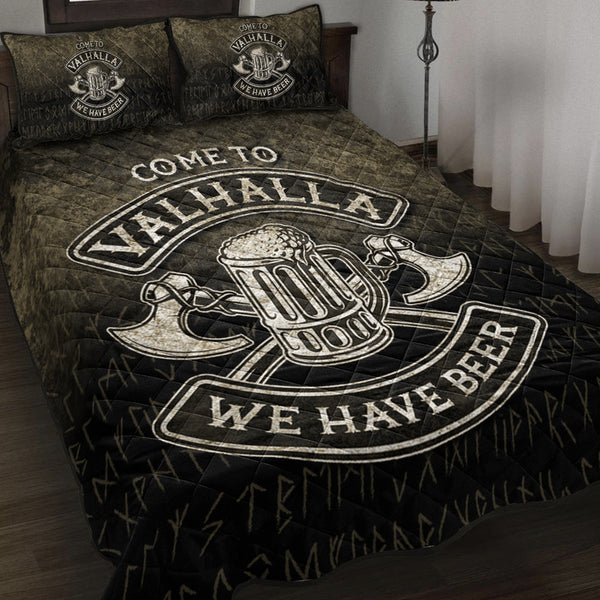 Viking Quilt Bedding Set Come To Valhalla We Have Beer Funny Nordic Style