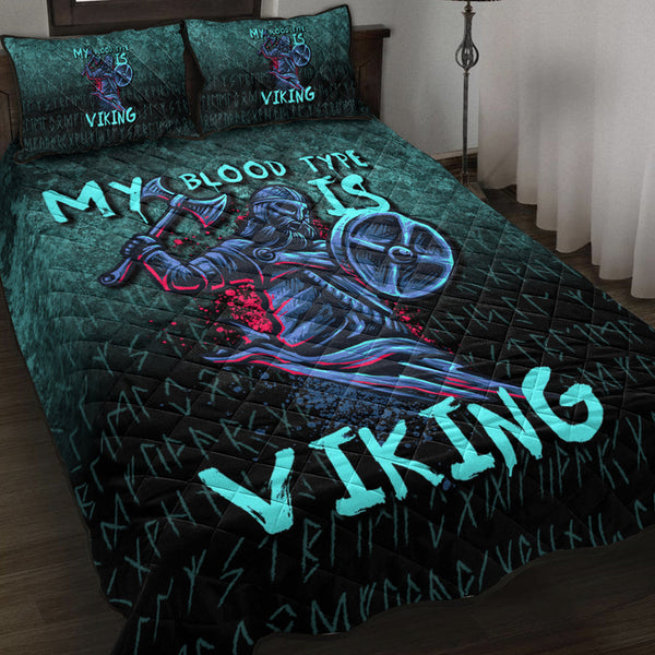 Viking Quilt Bedding Set Blood Type Viking Axe Warrior Valhalla