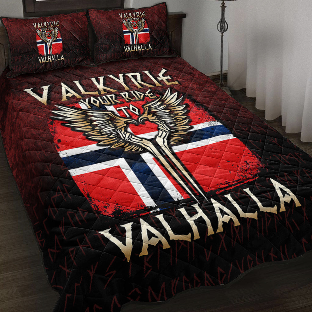 Viking Quilt Bedding Set Valkyrie Your Ride to Valhalla Norway