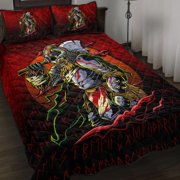 Viking Quilt Bedding Set Samurai Viking Warrior Ronin Berserk Armor Axe