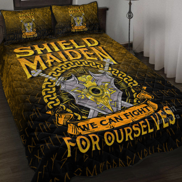 Viking Quilt Bedding Set Shield Maiden We Can Fight For Ourselves