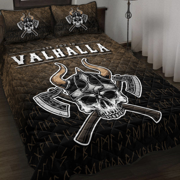 Viking Quilt Bedding Set See You In Valhalla Viking Nordic