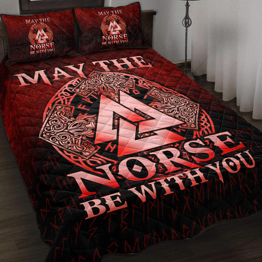 Viking Quilt Bedding Set May The Norse Be With You Viking Red Version