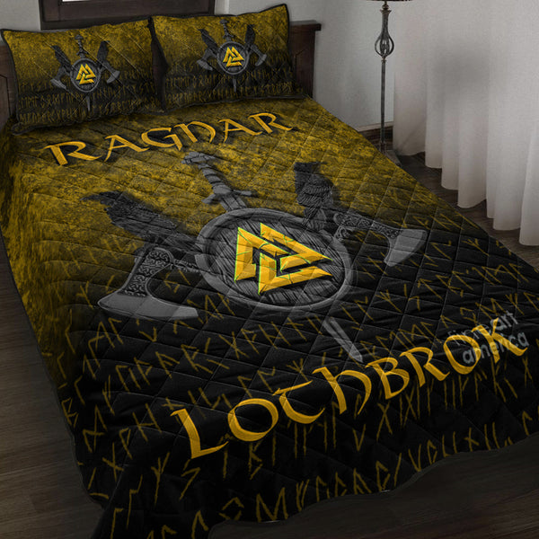 Viking Quilt Bedding Set Ragnar Lothbrok Ragnar Lodbrok Viking Warrior Gold Version