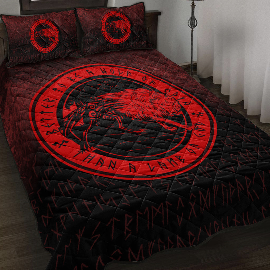 Viking Quilt Bedding Set Wolf Of Odin Red Version