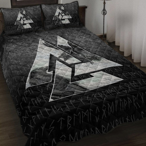 Viking Quilt Bedding Set Huginn Muninn Ravens from Odin Style