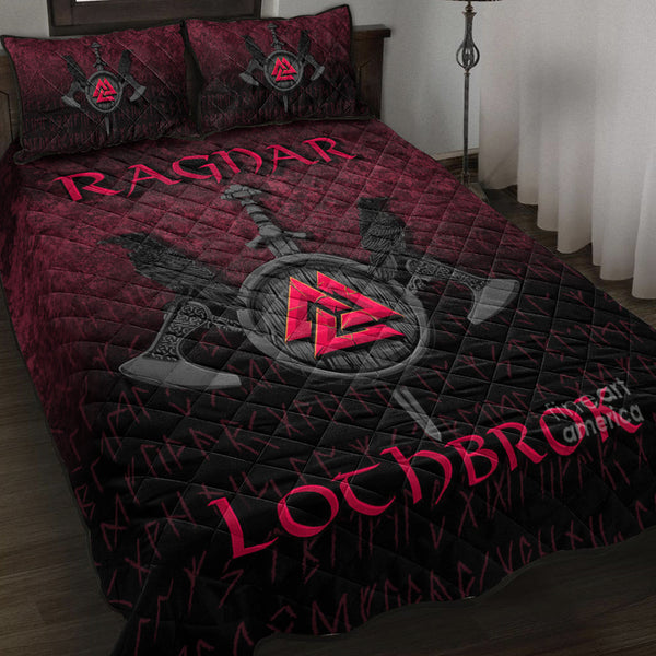 Viking Quilt Bedding Set Ragnar Lothbrok Ragnar Lodbrok Viking Warrior Red Version