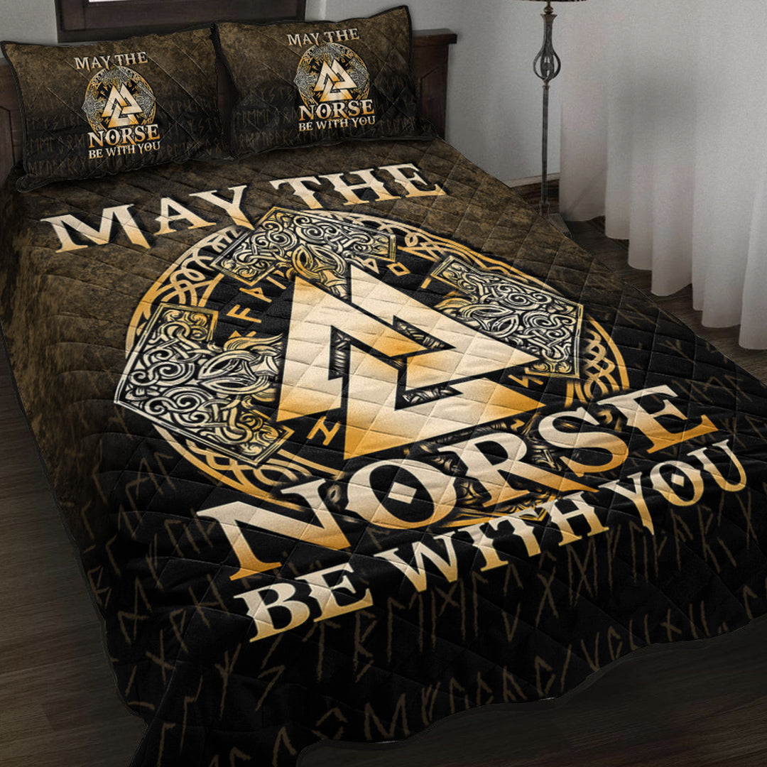 Viking Quilt Bedding Set May The Norse Be With You Viking Gold Version