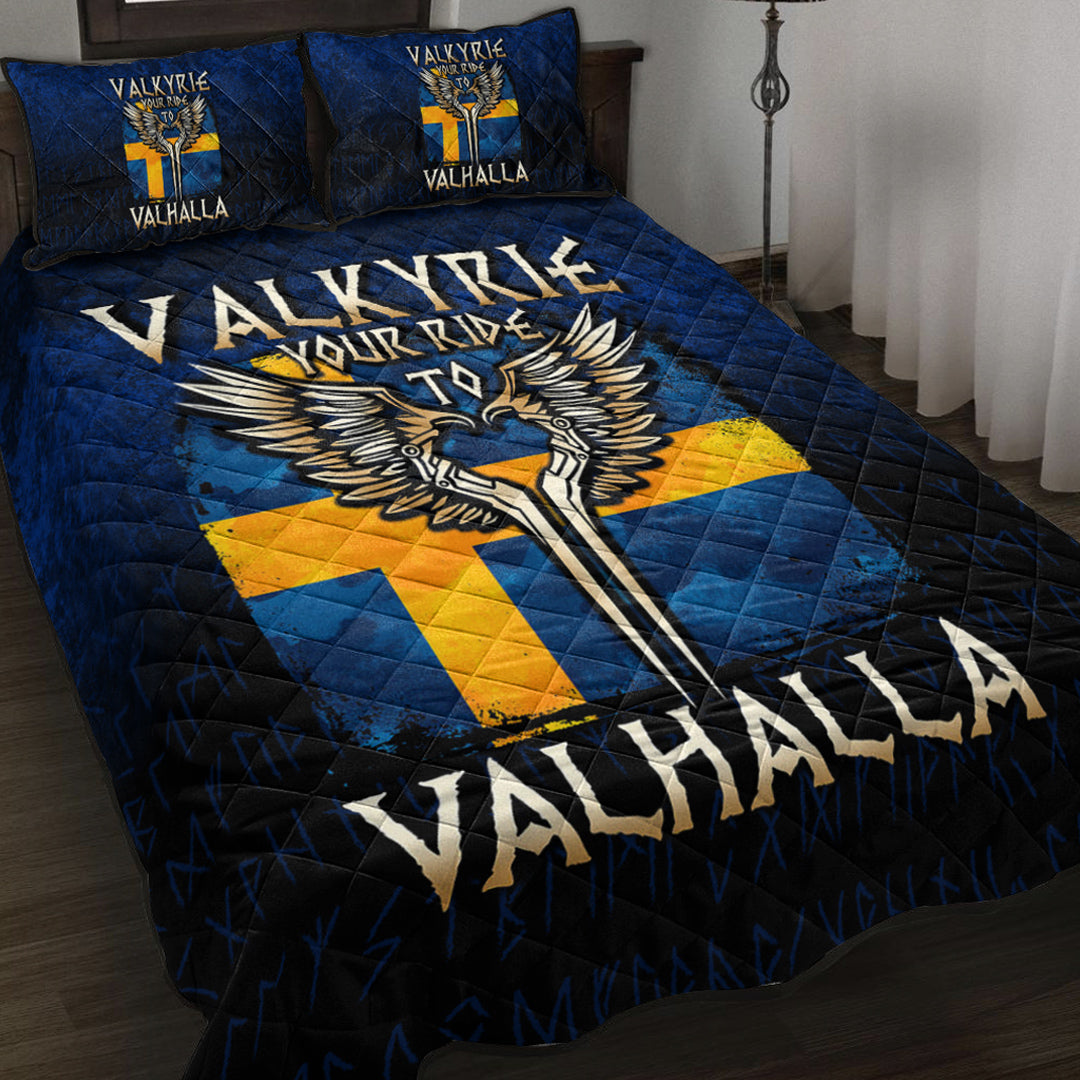 Viking Quilt Bedding Set Valkyrie Your Ride to Valhalla Sweden