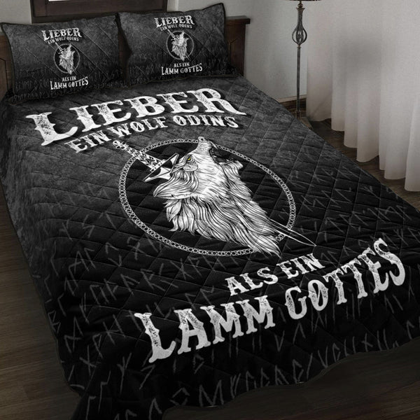 Viking Quilt Bedding Set Lieber Ein Wolf Odins Als Ein Lamm Gottes