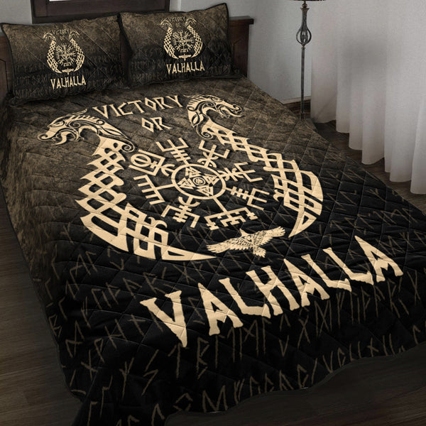 Viking Quilt Bedding Set Victory or Valhalla Gold Version