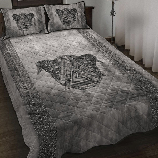 Viking Quilt Bedding Set Viking Valknut and Raven