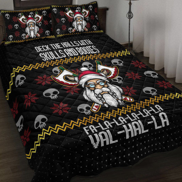 Viking Quilt Bedding Set Viking Santa In Valhalla Style Christmas 