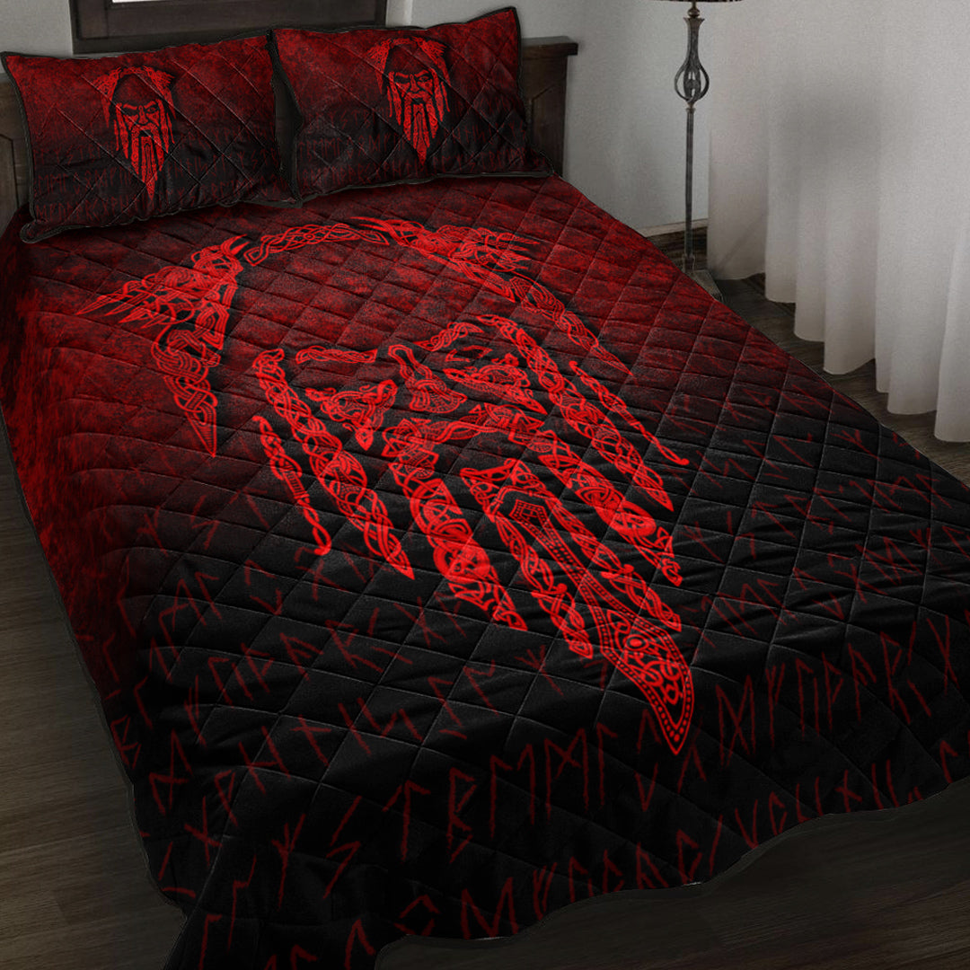 Viking Quilt Bedding Set Eye of Odin Red Version