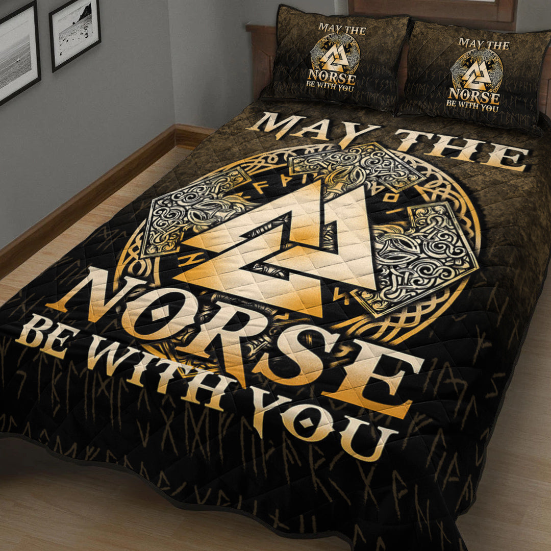 Viking Quilt Bedding Set May The Norse Be With You Viking Gold Version