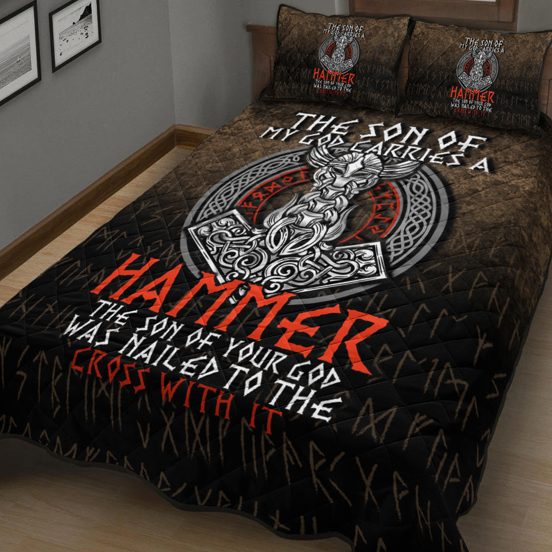 Viking Quilt Bedding Set The Son Of My God Odin Style