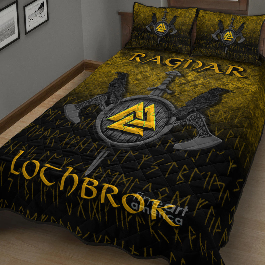 Viking Quilt Bedding Set Ragnar Lothbrok Ragnar Lodbrok Viking Warrior Gold Version