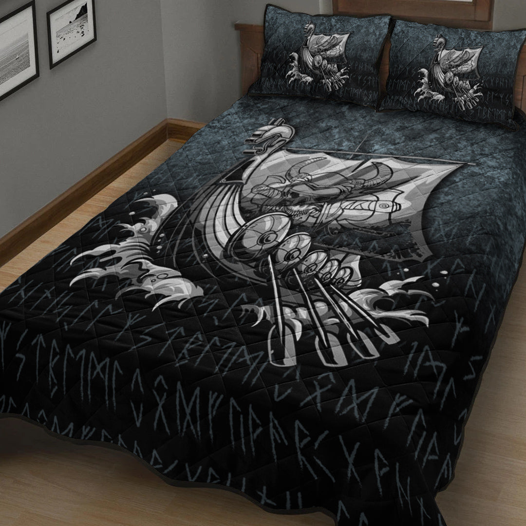 Viking Quilt Bedding Set Victory or Valhalla Drakkar Ver02