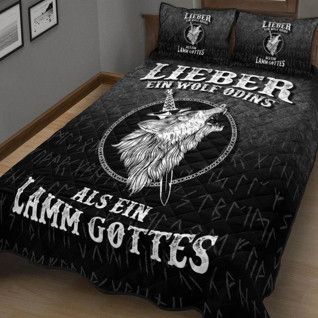 Viking Quilt Bedding Set Lieber Ein Wolf Odins Als Ein Lamm Gottes