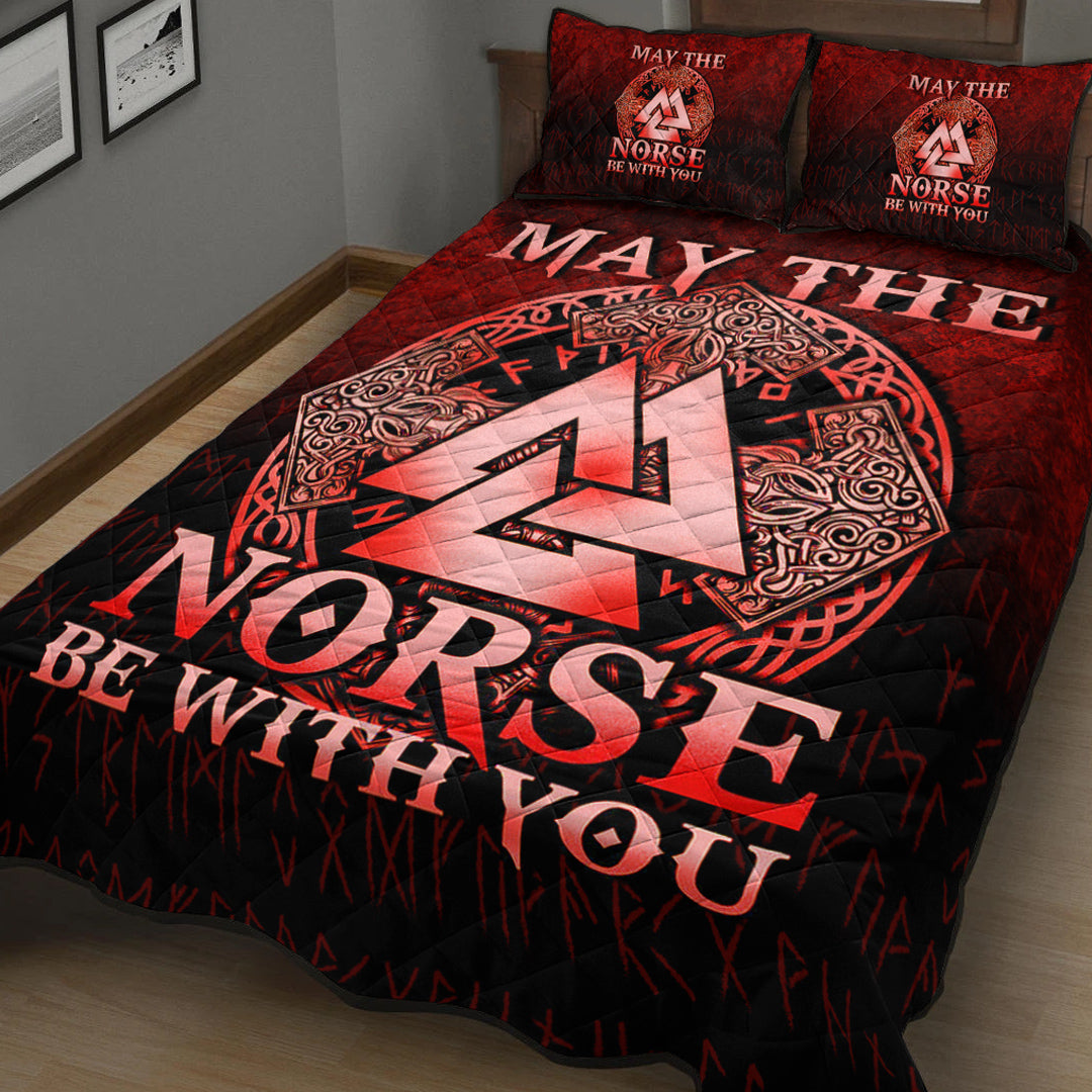 Viking Quilt Bedding Set May The Norse Be With You Viking Red Version