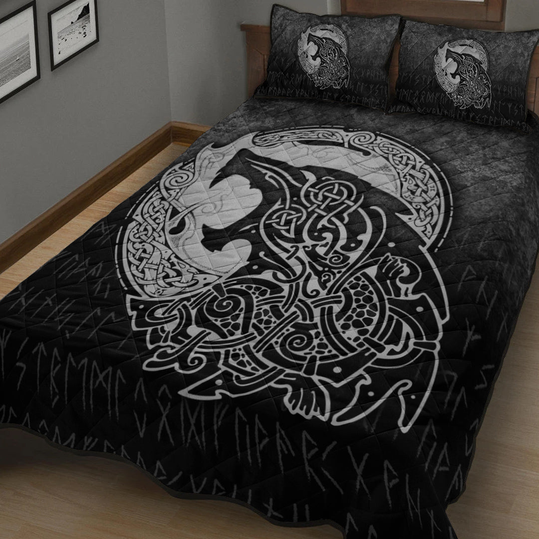 Viking Quilt Bedding Set Fenrir Viking 3D Tattoo Special Version