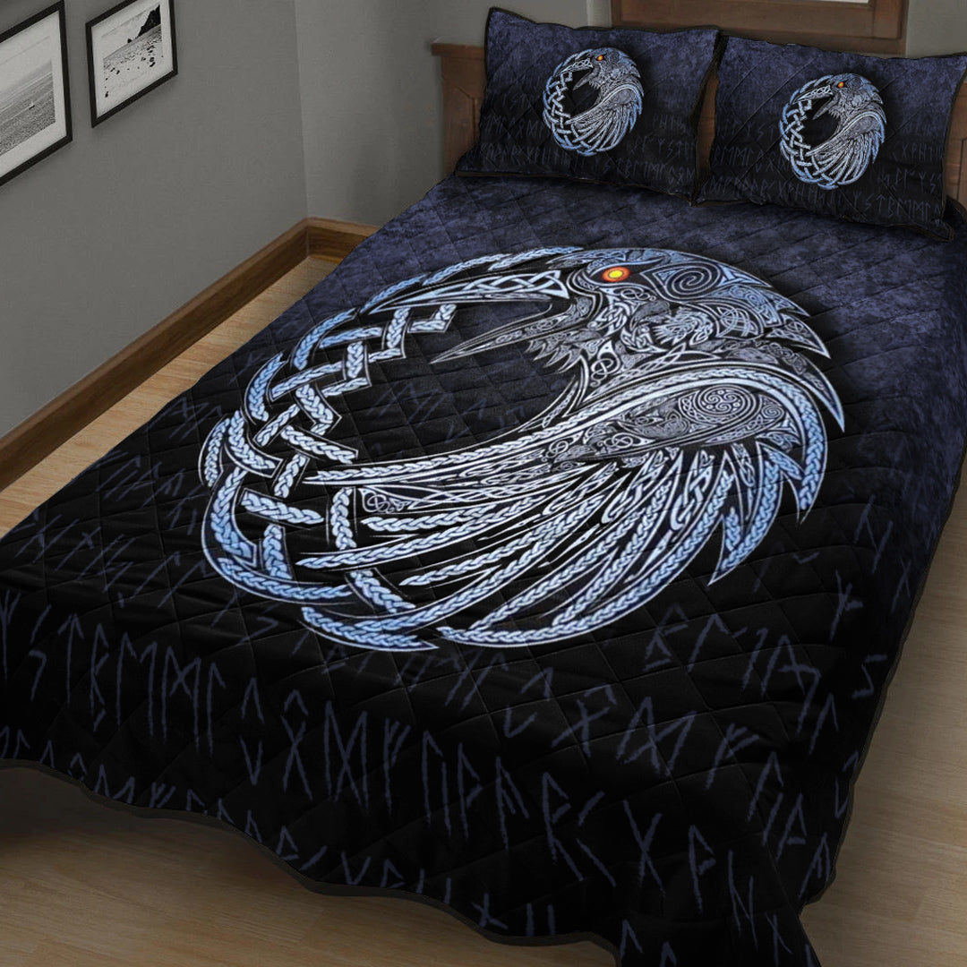 Viking Quilt Bedding Set Viking Raven Special Blue Version