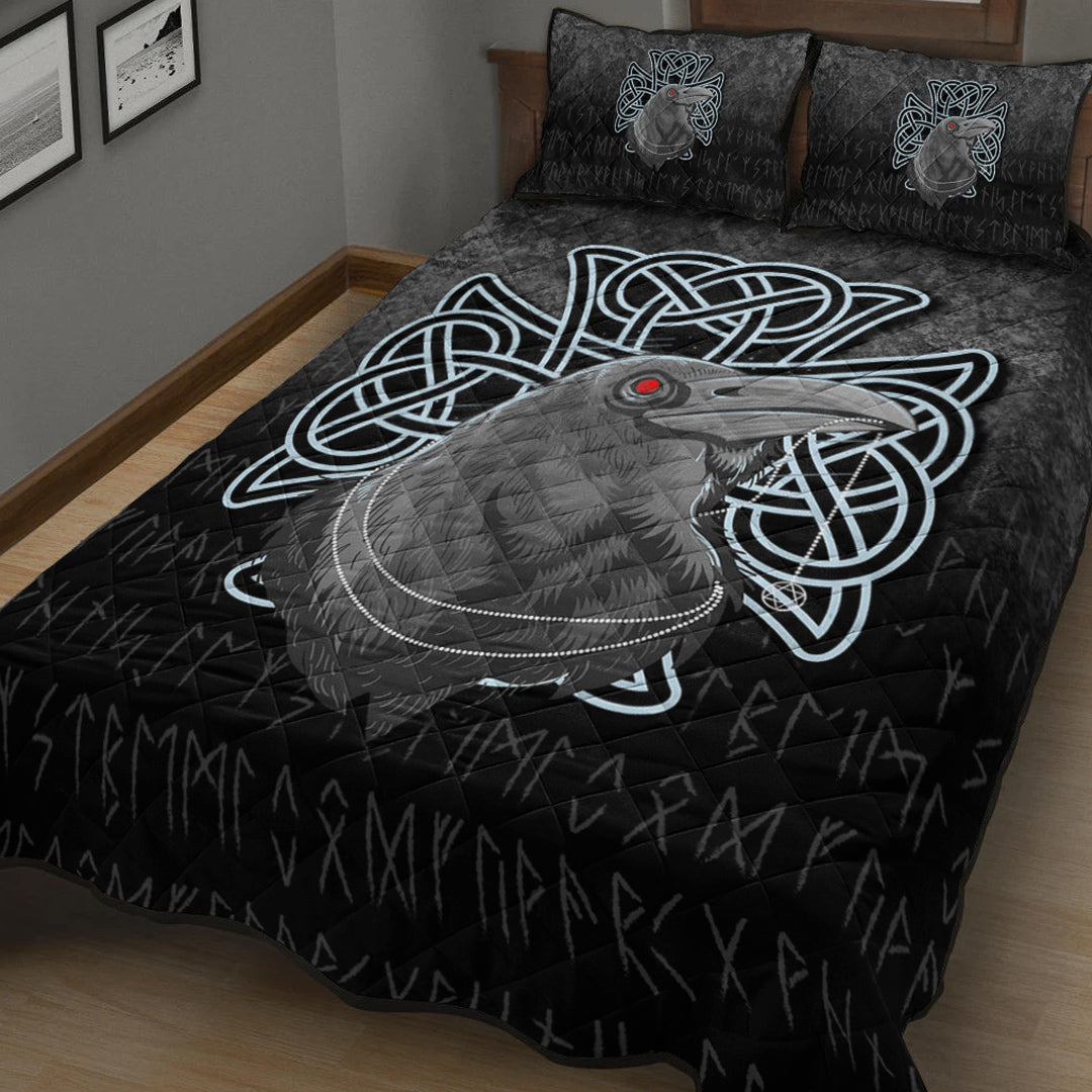 Viking Quilt Bedding Set Raven Viking Warrior Norse Ver01