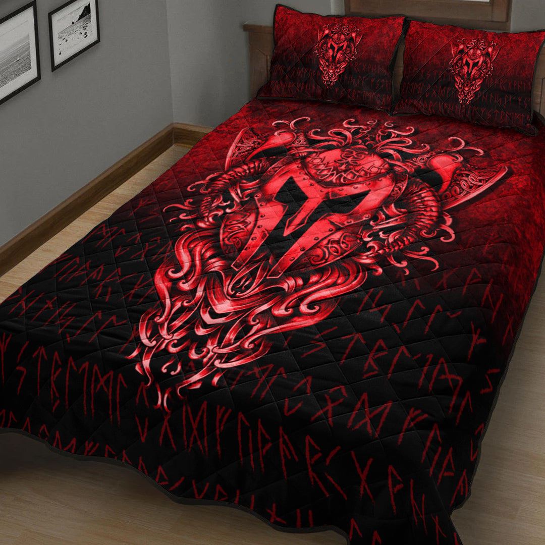 Viking Quilt Bedding Set The Armor Of Viking Red Version