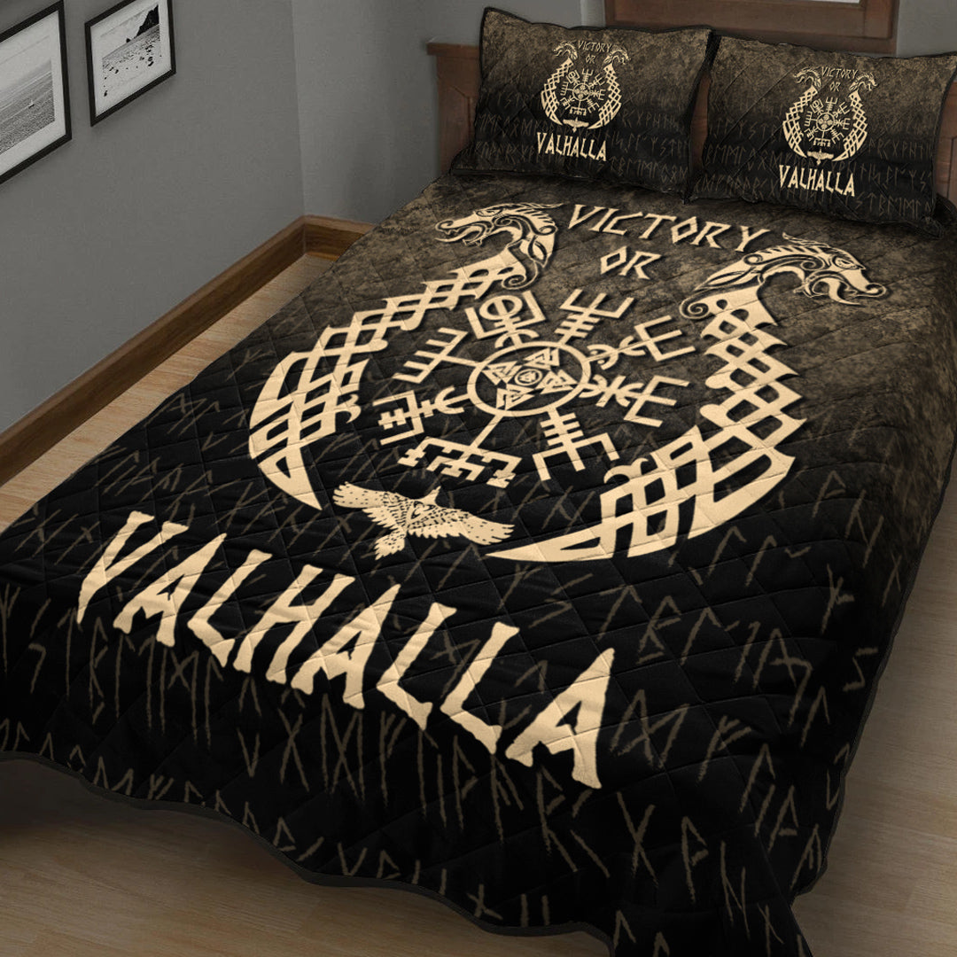 Viking Quilt Bedding Set Victory or Valhalla Gold Version