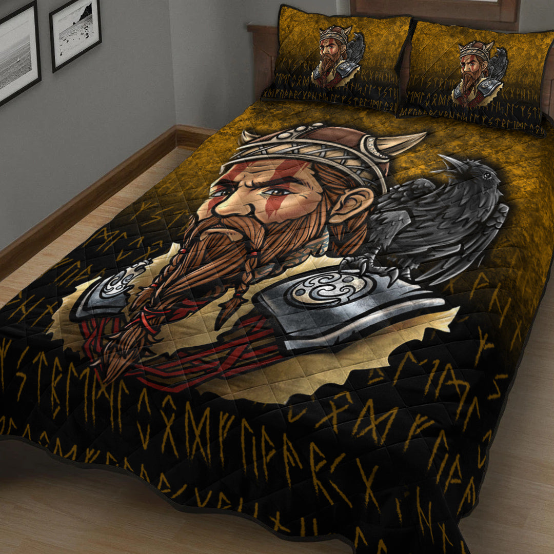 Viking Quilt Bedding Set Viking Warrior Odin Valhalla Raven